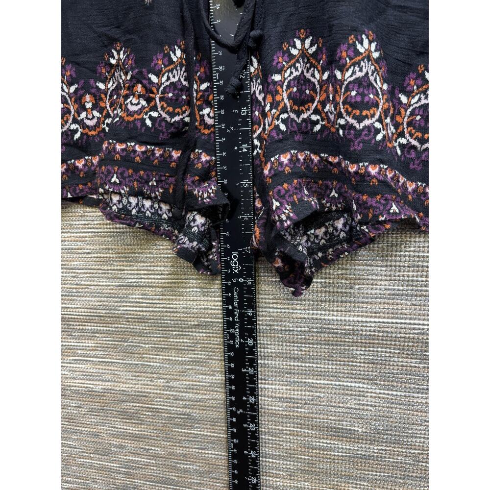 Kendall & Kylie Romper Juniors Size M Black Geometric Long Sleeve V Neck Boho - Picture 7 of 9